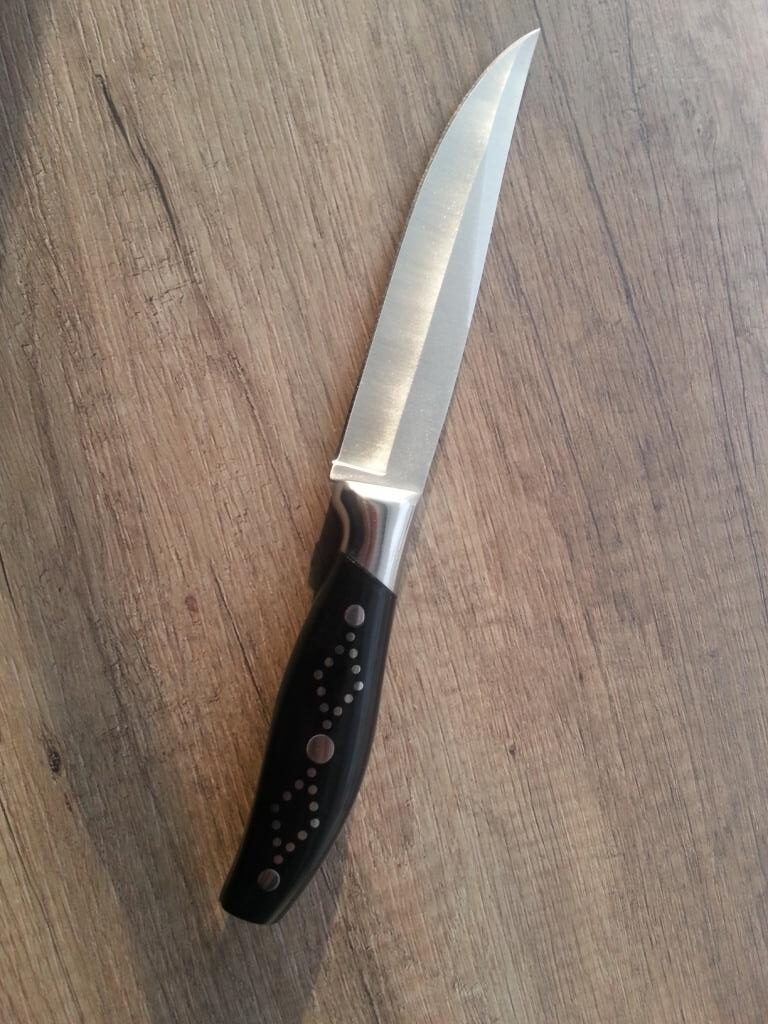 Ловен нож с калъф hunting knife дръжка с дървен обков