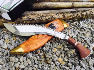 Ръчно изковано непалско мачете с две ками и кожен калъф