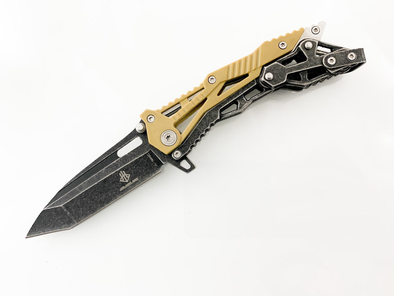 Сгъваем джобен нож цвят сахара с калъф и клипс за носене на колана jl 16010c