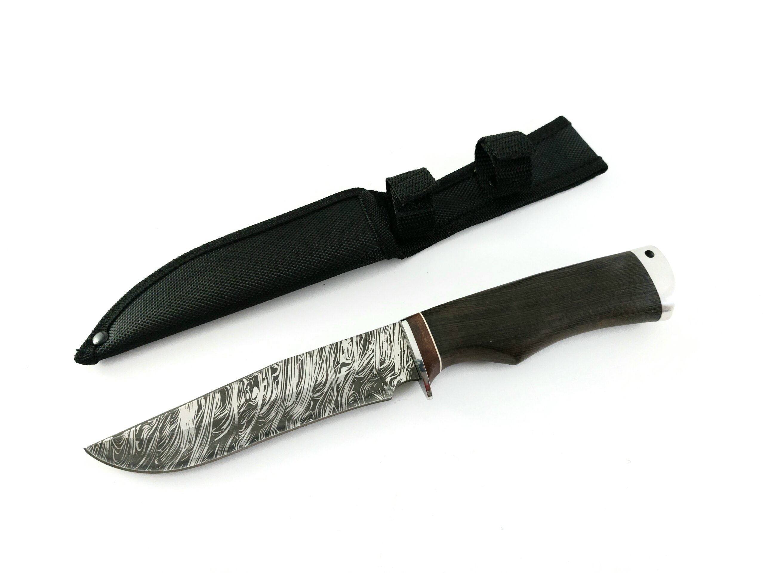 Ловен нож подходящ за лов стомана стал 65х13 - шарка имитираща дамаската стомана