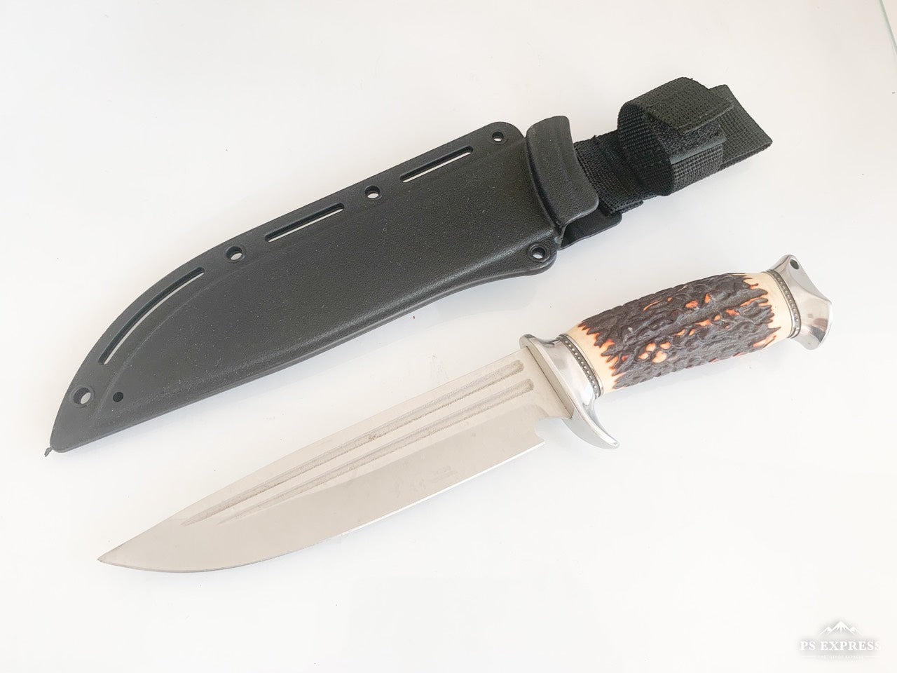 Sanjia hunting knife Ловен нож с Kydex калъф с дръжка еленов рог