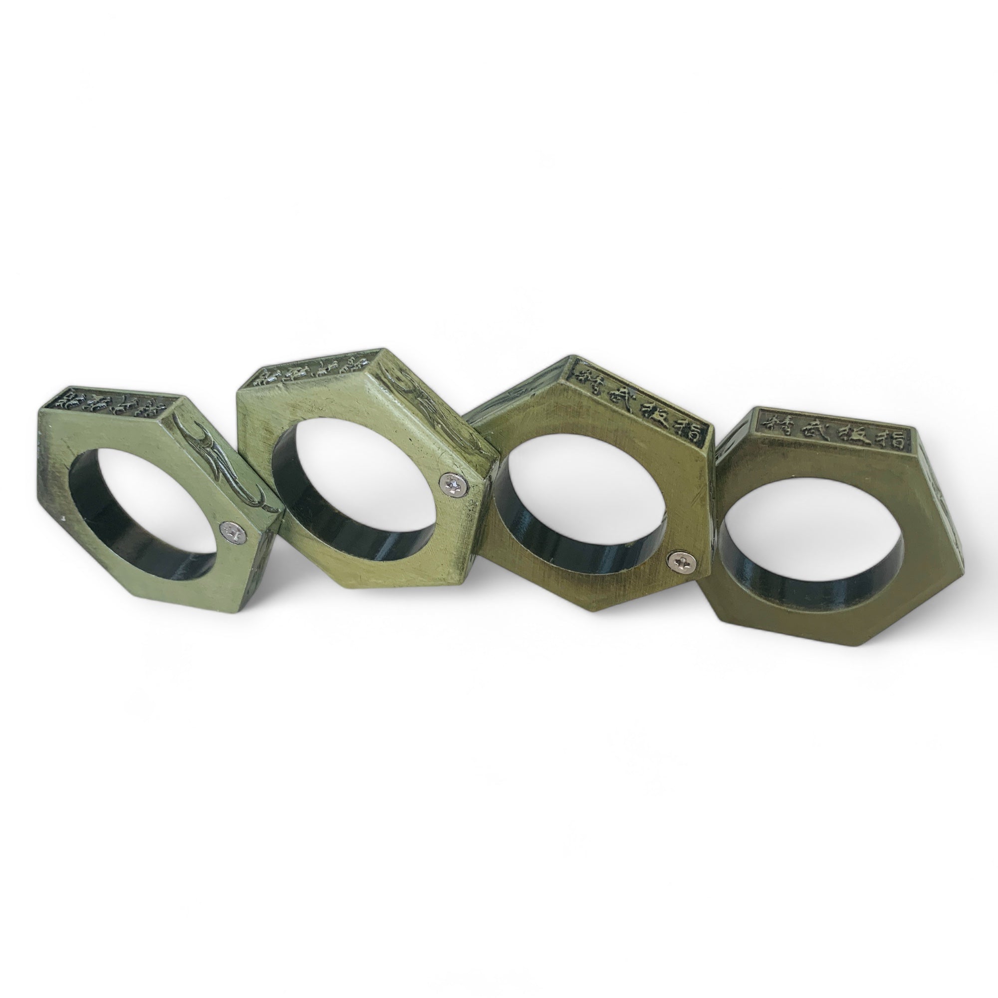 Военно-зелен метален бокс за самозащита с матов финиш и античен вид