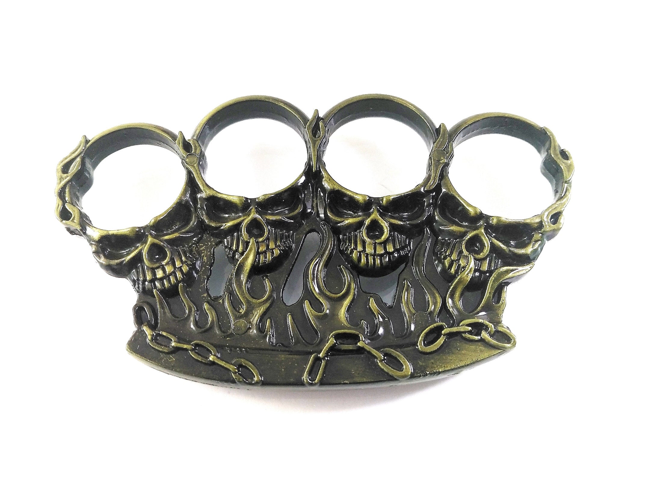 Масивен метален винтидж бокс за самозащита или колекция с черепи и пламъци