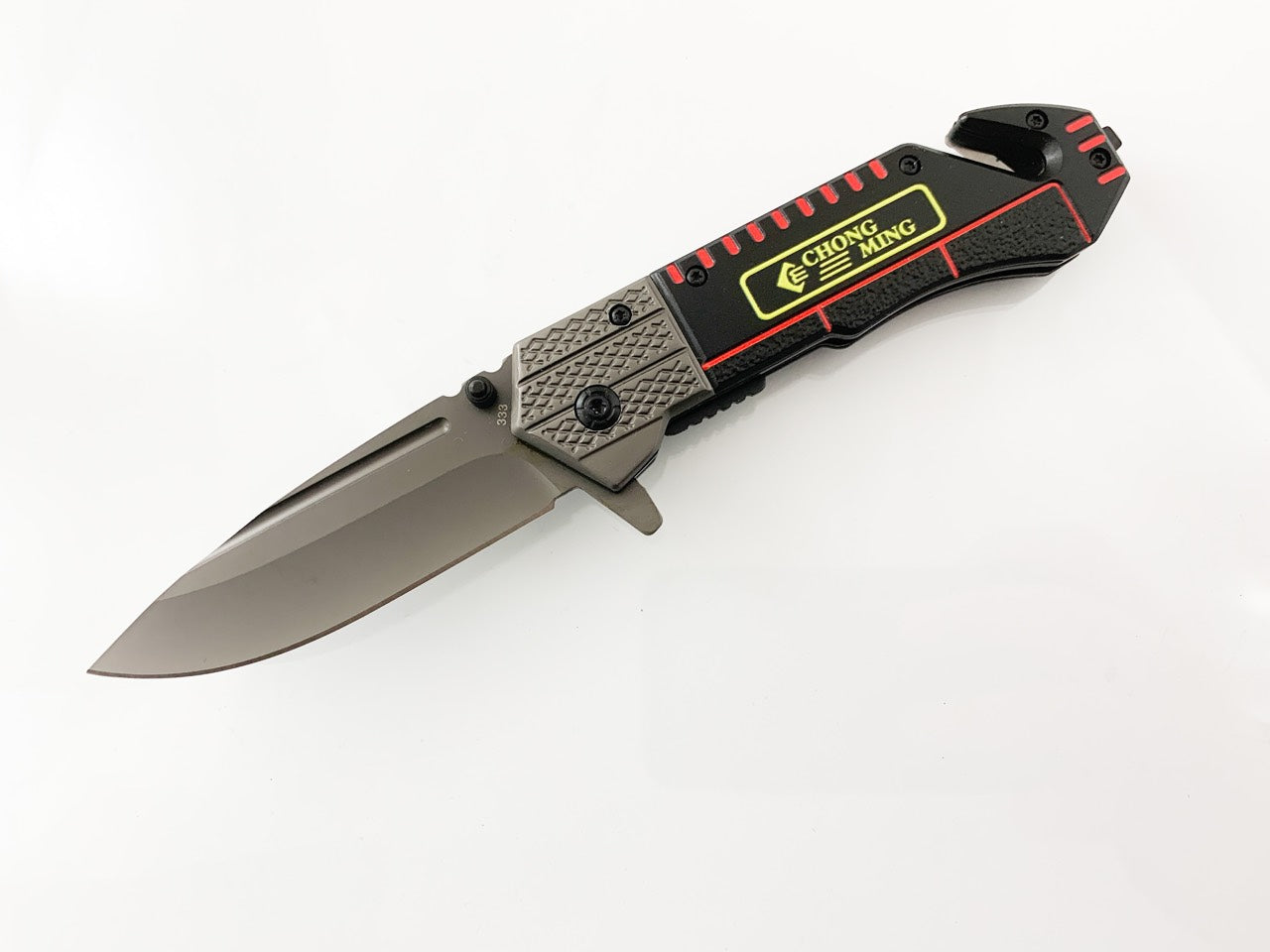 Chong Ming pocket knife с резец и шип за чупене на стъкло сгъваем полуавтоматичен нож