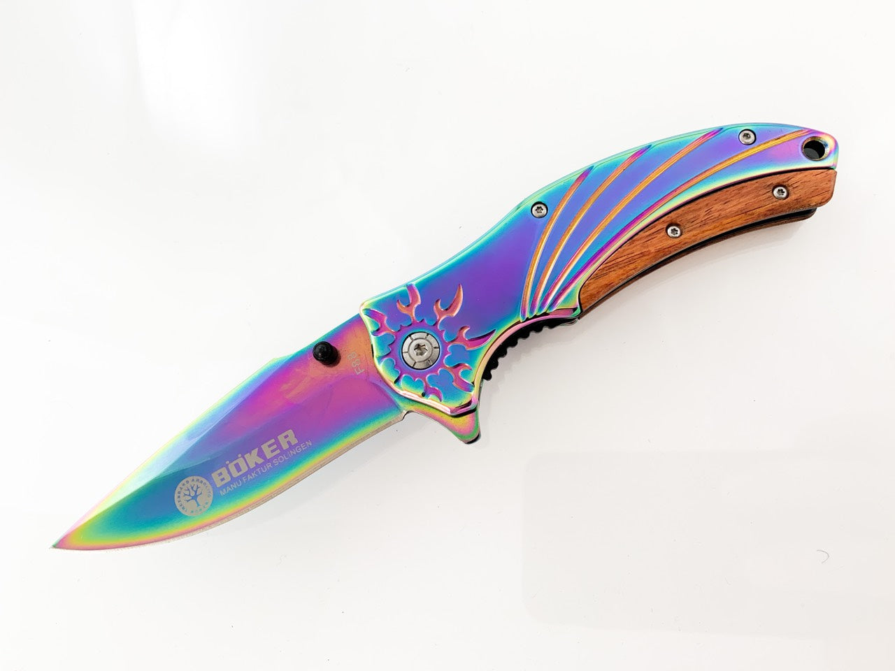 Масивен тежък полуавтоматичен нож цвят хамелеон - Boker F88